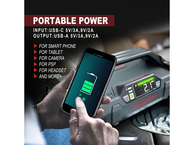 Lokithor Jump Starter und Luftpumpe 12V/ 2000A 13 Lokithor Jump Starter und Luftpumpe 12V/ 2000A – Bild 13