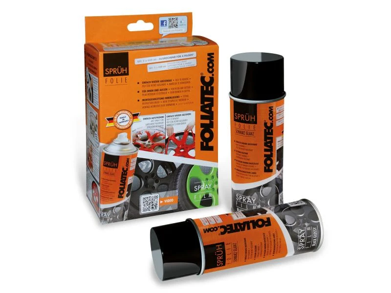 Foliatec Sprühfolie glänzend Set Schwarz 1 Foliatec Sprühfolie glänzend Set Schwarz
